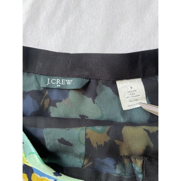 J. Crew Factory Silk Floral Green Blue Mini Skirt Lined size 6 Office Beach - Picture 4 of 8